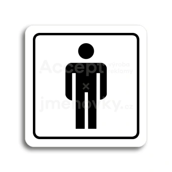 Piktogram "WC muži" - bílá tabulka - černý tisk