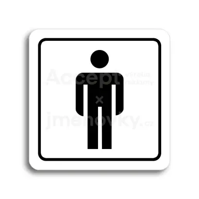Piktogram "WC muži" - bílá tabulka - černý tisk