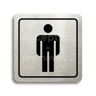 Piktogram "WC muži" - stříbrná tabulka - černý tisk