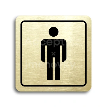 Piktogram "WC muži" - zlatá tabulka - černý tisk