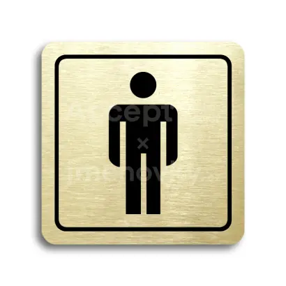 Piktogram "WC muži" - zlatá tabulka - černý tisk