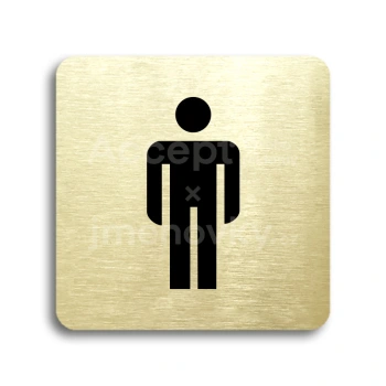 Piktogram "WC muži" - zlatá tabulka - černý tisk bez rámečku