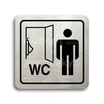 Piktogram "WC muži pisoár" - stříbrná tabulka - černý tisk