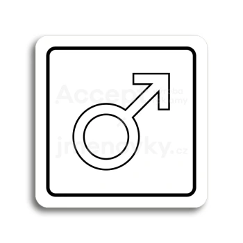 Piktogram "WC muži V" - bílá tabulka - černý tisk
