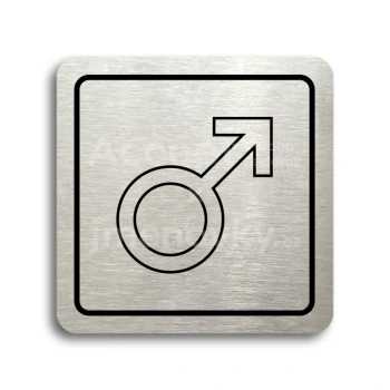 Piktogram "WC muži V" - stříbrná tabulka - černý tisk