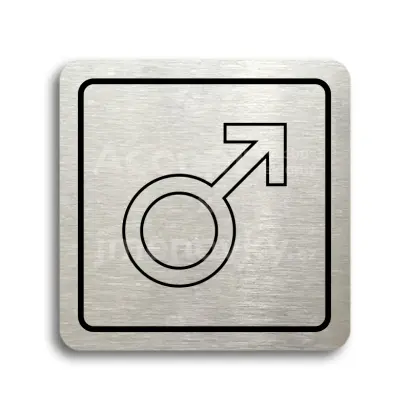 Piktogram "WC muži V" - stříbrná tabulka - černý tisk