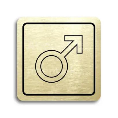 Piktogram "WC muži V" - zlatá tabulka - černý tisk