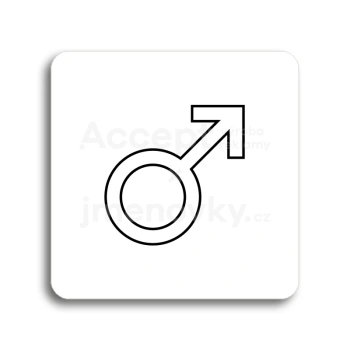 Piktogram "WC muži V" - bílá tabulka - černý tisk bez rámečku