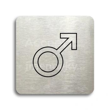 Piktogram "WC muži V" - stříbrná tabulka - černý tisk bez rámečku