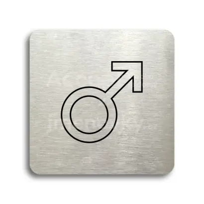Piktogram "WC muži V" - stříbrná tabulka - černý tisk bez rámečku