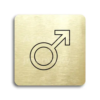 Piktogram "WC muži V" - zlatá tabulka - černý tisk bez rámečku