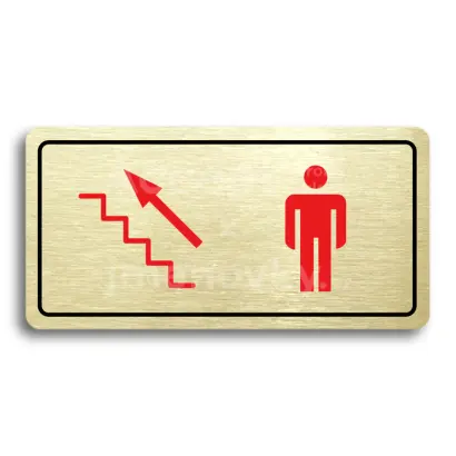 Piktogram "WC MUŽI VLEVO NAHORU" - zlatá tabulka - barevný tisk