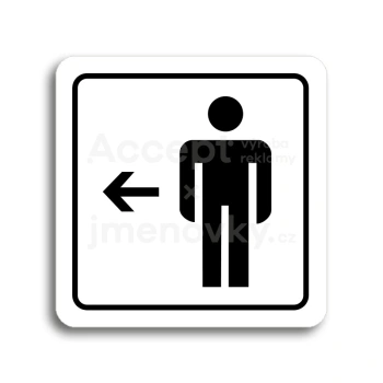 Piktogram "WC muži vlevo" - bílá tabulka - černý tisk