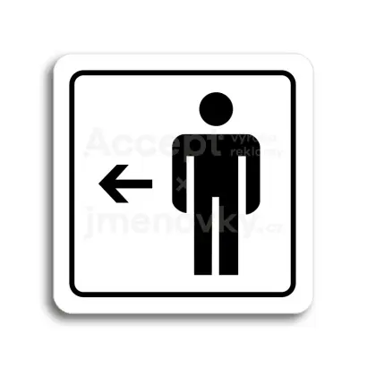Piktogram "WC muži vlevo" - bílá tabulka - černý tisk