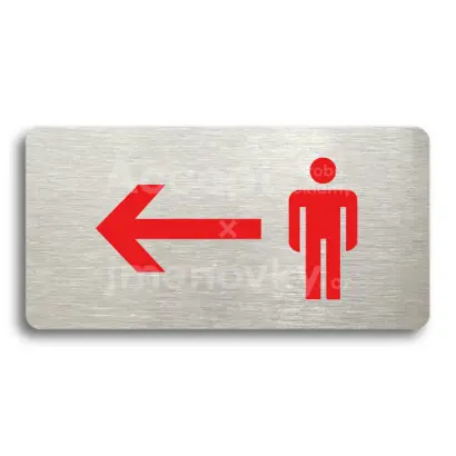 Piktogram "WC MUŽI VLEVO" - stříbrná tabulka - barevný tisk bez rámečku