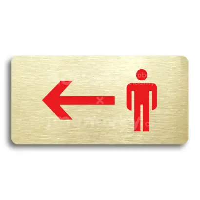 Piktogram "WC MUŽI VLEVO" - zlatá tabulka - barevný tisk bez rámečku