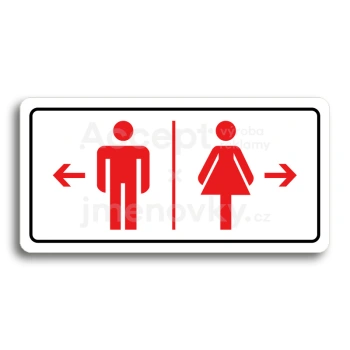 Piktogram "WC MUŽI VLEVO, WC ŽENY VPRAVO" - bílá tabulka - barevný tisk