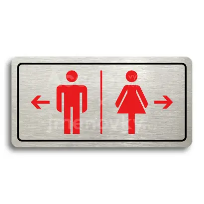 Piktogram "WC MUŽI VLEVO, WC ŽENY VPRAVO" - stříbrná tabulka - barevný tisk