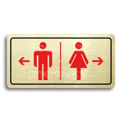 Piktogram "WC MUŽI VLEVO, WC ŽENY VPRAVO" - zlatá tabulka - barevný tisk