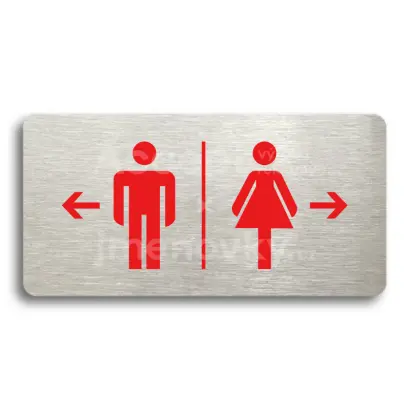 Piktogram "WC MUŽI VLEVO, WC ŽENY VPRAVO" - stříbrná tabulka - barevný tisk bez rámečku