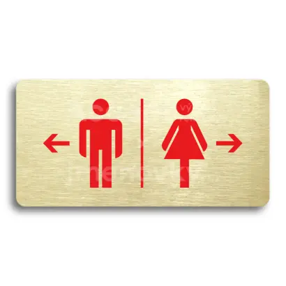 Piktogram "WC MUŽI VLEVO, WC ŽENY VPRAVO" - zlatá tabulka - barevný tisk bez rámečku
