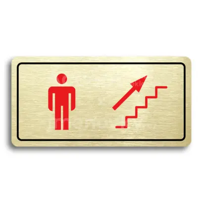 Piktogram "WC MUŽI VPRAVO NAHORU" - zlatá tabulka - barevný tisk
