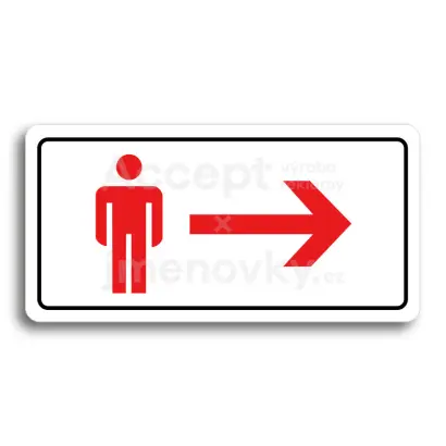 Piktogram "WC MUŽI VPRAVO" - bílá tabulka - barevný tisk