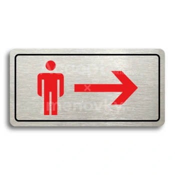 Piktogram "WC MUŽI VPRAVO" - stříbrná tabulka - barevný tisk