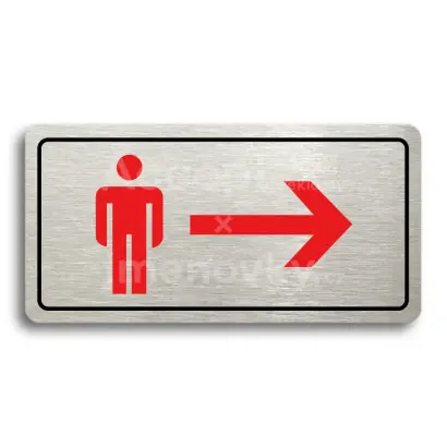 Piktogram "WC MUŽI VPRAVO" - stříbrná tabulka - barevný tisk