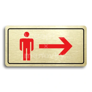Piktogram "WC MUŽI VPRAVO" - zlatá tabulka - barevný tisk