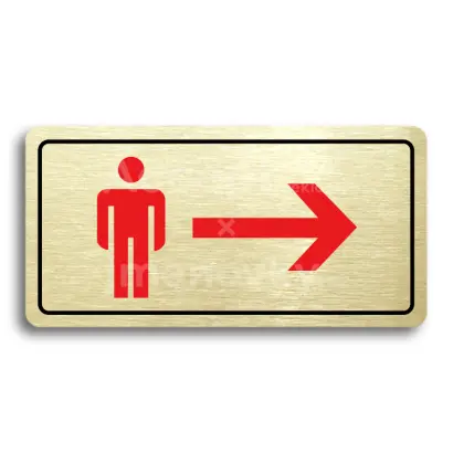 Piktogram "WC MUŽI VPRAVO" - zlatá tabulka - barevný tisk