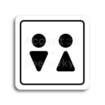Piktogram "WC muži, ženy II" - bílá tabulka - černý tisk