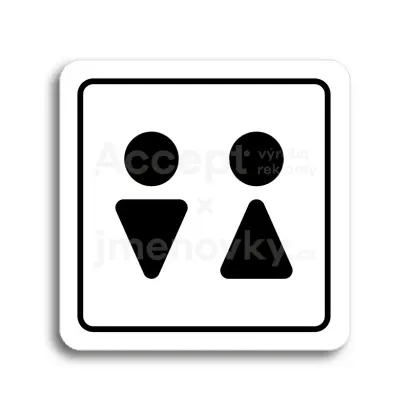 Piktogram "WC muži, ženy II" - bílá tabulka - černý tisk