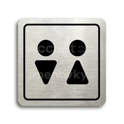 Piktogram "WC muži, ženy II" - stříbrná tabulka - černý tisk