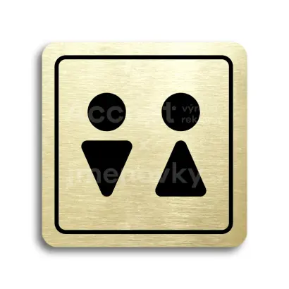 Piktogram "WC muži, ženy II" - zlatá tabulka - černý tisk