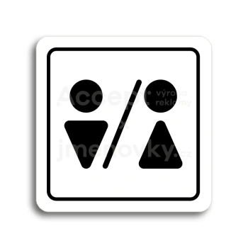 Piktogram "WC muži, ženy III" - bílá tabulka - černý tisk