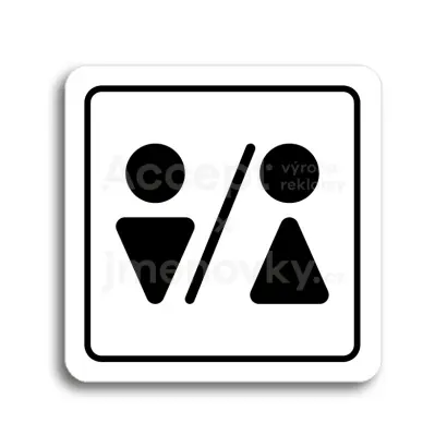 Piktogram "WC muži, ženy III" - bílá tabulka - černý tisk