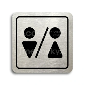 Piktogram "WC muži, ženy III" - stříbrná tabulka - černý tisk