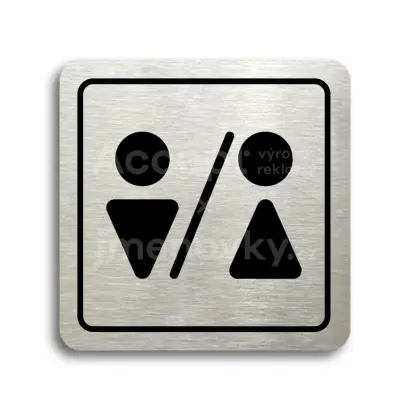Piktogram "WC muži, ženy III" - stříbrná tabulka - černý tisk