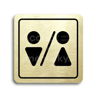 Piktogram "WC muži, ženy III" - zlatá tabulka - černý tisk