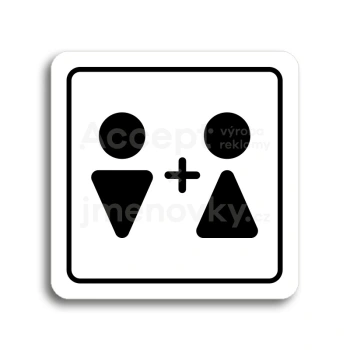 Piktogram "WC muži, ženy IV" - bílá tabulka - černý tisk