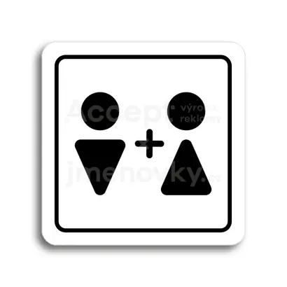 Piktogram "WC muži, ženy IV" - bílá tabulka - černý tisk