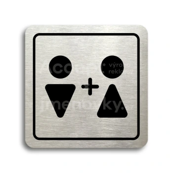 Piktogram "WC muži, ženy IV" - stříbrná tabulka - černý tisk