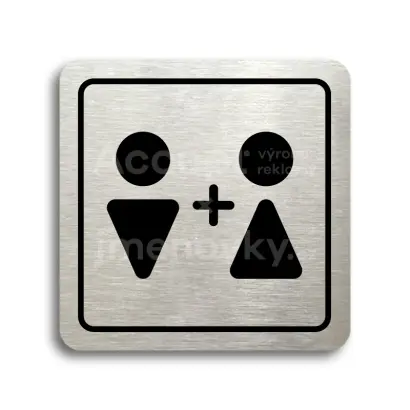 Piktogram "WC muži, ženy IV" - stříbrná tabulka - černý tisk