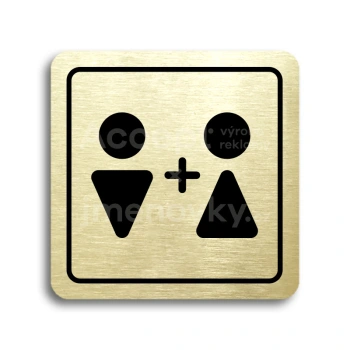 Piktogram "WC muži, ženy IV" - zlatá tabulka - černý tisk