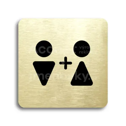 Piktogram "WC muži, ženy IV" - zlatá tabulka - černý tisk bez rámečku