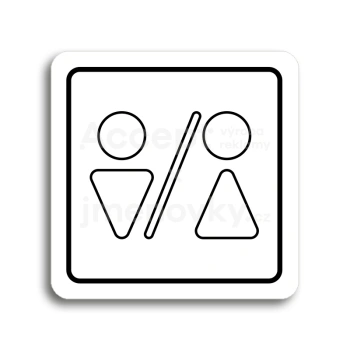 Piktogram "WC muži, ženy V" - bílá tabulka - černý tisk