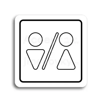 Piktogram "WC muži, ženy V" - bílá tabulka - černý tisk