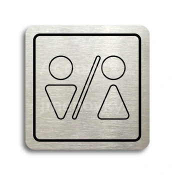 Piktogram "WC muži, ženy V" - stříbrná tabulka - černý tisk