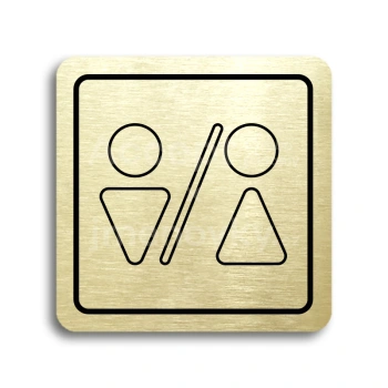 Piktogram "WC muži, ženy V" - zlatá tabulka - černý tisk